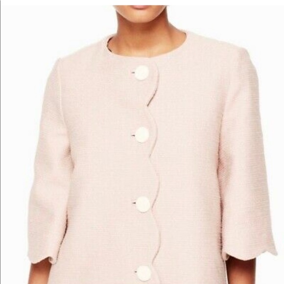 Kate Spade Pink Scallop Tweed Coat - Picture 3 of 6